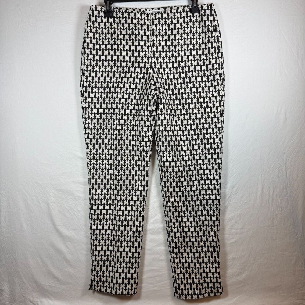 RSVP by Talbots Black White Butterfly Jacquard Ankle Pants Metallic Size 4
